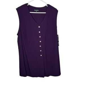 New Ellen Figg Women’s Button Front Vest Top Size 18W Purple BNWT